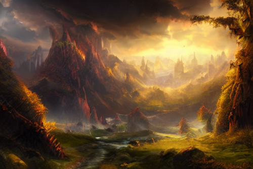 Trending splash art highly detailed bright mood mixed media concept art:0.5 intricate detailed wonderous landscape 4k volumetric lighting dramatic lighting award-winning:0.5 [text logo]