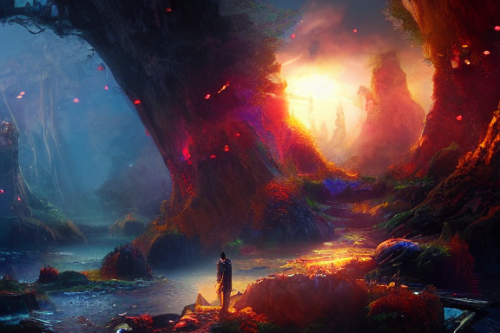 Trending splash art highly detailed bright mood mixed media concept art:0.5 intricate detailed wonderous landscape 4k volumetric lighting dramatic lighting award-winning:0.5 [text logo]