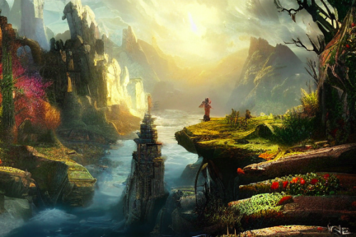 Trending splash art highly detailed bright mood mixed media concept art:0.5 intricate detailed wonderous landscape 4k volumetric lighting dramatic lighting award-winning:0.5 [text logo]