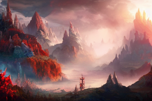 Trending splash art highly detailed bright mood mixed media concept art:0.5 intricate detailed wonderous landscape 4k volumetric lighting dramatic lighting award-winning:0.5 [text logo]