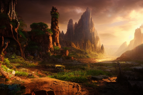 Trending splash art highly detailed bright mood mixed media concept art:0.5 intricate detailed wonderous landscape 4k volumetric lighting dramatic lighting award-winning:0.5 [text logo]