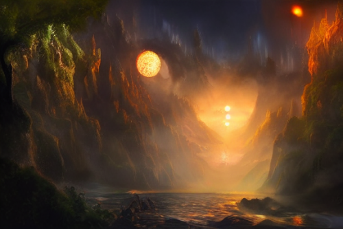 Trending splash art highly detailed bright mood mixed media concept art:0.5 intricate detailed wonderous landscape 4k volumetric lighting dramatic lighting award-winning:0.5 [text logo]