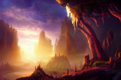 Trending splash art highly detailed bright mood mixed media concept art:0.5 intricate detailed wonderous landscape 4k volumetric lighting dramatic lighting award-winning:0.5 [text logo]