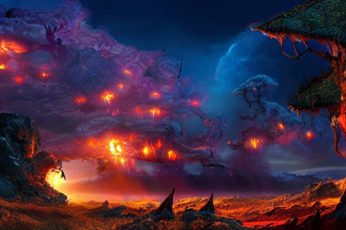 Trending splash art highly detailed bright mood mixed media concept art:0.5 intricate detailed wonderous landscape 4k volumetric lighting dramatic lighting award-winning:0.5 [text logo]