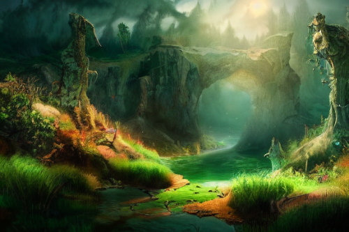 Trending splash art highly detailed bright mood mixed media concept art:0.5 intricate detailed wonderous landscape 4k volumetric lighting dramatic lighting award-winning:0.5 [text logo]