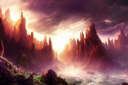 Trending splash art highly detailed bright mood mixed media concept art:0.5 intricate detailed wonderous landscape 4k volumetric lighting dramatic lighting award-winning:0.5 [text logo]