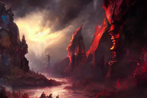 Trending splash art highly detailed bright mood mixed media concept art:0.5 intricate detailed wonderous landscape 4k volumetric lighting dramatic lighting award-winning:0.5 [text logo]