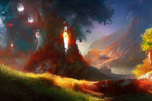 Trending splash art highly detailed bright mood mixed media concept art:0.5 intricate detailed wonderous landscape 4k volumetric lighting dramatic lighting award-winning:0.5 [text logo]