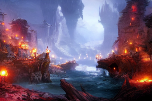 Trending splash art highly detailed bright mood mixed media concept art:0.5 intricate detailed wonderous landscape 4k volumetric lighting dramatic lighting award-winning:0.5 [text logo]