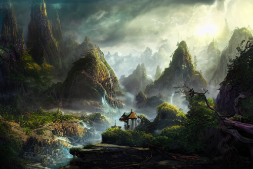 Trending splash art highly detailed bright mood mixed media concept art:0.5 intricate detailed wonderous landscape 4k volumetric lighting dramatic lighting award-winning:0.5 [text logo]