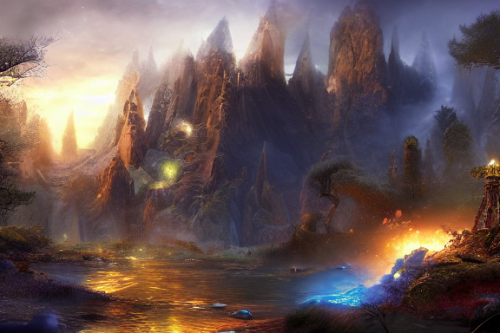 Trending splash art highly detailed bright mood mixed media concept art:0.5 intricate detailed wonderous landscape 4k volumetric lighting dramatic lighting award-winning:0.5 [text logo]