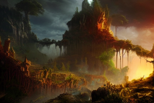 Trending splash art highly detailed bright mood mixed media concept art:0.5 intricate detailed wonderous landscape 4k volumetric lighting dramatic lighting award-winning:0.5 [text logo]