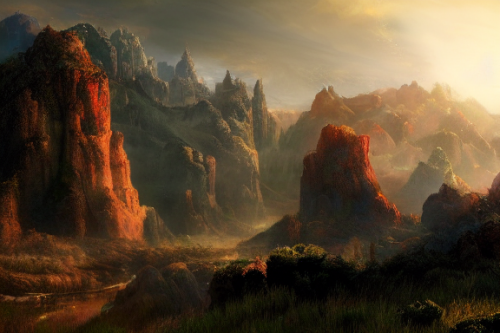 Trending splash art highly detailed bright mood mixed media concept art:0.5 intricate detailed wonderous landscape 4k volumetric lighting dramatic lighting award-winning:0.5 [text logo]