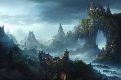 Trending splash art highly detailed bright mood mixed media concept art:0.5 intricate detailed wonderous landscape 4k volumetric lighting dramatic lighting award-winning:0.5 [text logo]