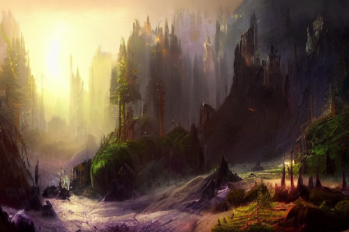 Trending splash art highly detailed bright mood mixed media concept art:0.5 intricate detailed wonderous landscape 4k volumetric lighting dramatic lighting award-winning:0.5 [text logo]