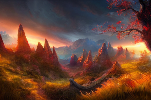 Trending splash art highly detailed bright mood mixed media concept art:0.5 intricate detailed wonderous landscape 4k volumetric lighting dramatic lighting award-winning:0.5 [text logo]