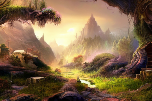 Trending splash art highly detailed bright mood mixed media concept art:0.5 intricate detailed wonderous landscape 4k volumetric lighting dramatic lighting award-winning:0.5 [text logo]