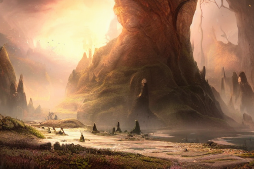 Trending splash art highly detailed bright mood mixed media concept art:0.5 intricate detailed wonderous landscape 4k volumetric lighting dramatic lighting award-winning:0.5 [text logo]