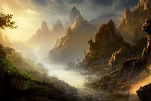 Trending splash art highly detailed bright mood mixed media concept art:0.5 intricate detailed wonderous landscape 4k volumetric lighting dramatic lighting award-winning:0.5 [text logo]