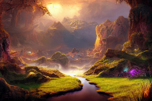 Trending splash art highly detailed bright mood mixed media concept art:0.5 intricate detailed wonderous landscape 4k volumetric lighting dramatic lighting award-winning:0.5 [text logo]