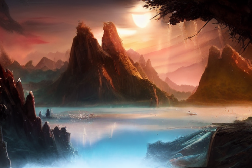 Trending splash art highly detailed bright mood mixed media concept art:0.5 intricate detailed wonderous landscape 4k volumetric lighting dramatic lighting award-winning:0.5 [text logo]