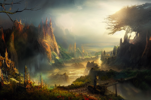 Trending splash art highly detailed bright mood mixed media concept art:0.5 intricate detailed wonderous landscape 4k volumetric lighting dramatic lighting award-winning:0.5 [text logo]