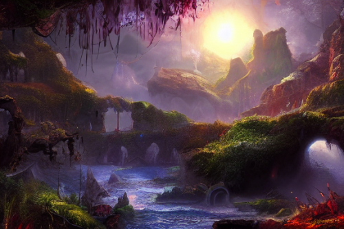 Trending splash art highly detailed bright mood mixed media concept art:0.5 intricate detailed wonderous landscape 4k volumetric lighting dramatic lighting award-winning:0.5 [text logo]