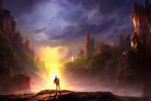 Trending splash art highly detailed bright mood mixed media concept art:0.5 intricate detailed wonderous landscape 4k volumetric lighting dramatic lighting award-winning:0.5 [text logo]