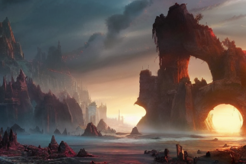 Trending splash art highly detailed bright mood mixed media concept art:0.5 intricate detailed wonderous landscape 4k volumetric lighting dramatic lighting award-winning:0.5 [text logo]