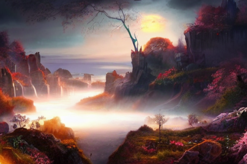 Trending splash art highly detailed bright mood mixed media concept art:0.5 intricate detailed wonderous landscape 4k volumetric lighting dramatic lighting award-winning:0.5 [text logo]