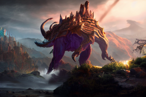 Trending splash art highly detailed bright mood mixed media concept art:0.5 intricate detailed wonderous landscape 4k volumetric lighting dramatic lighting award-winning:0.5 [text logo]