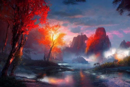 Trending splash art highly detailed bright mood mixed media concept art:0.5 intricate detailed wonderous landscape 4k volumetric lighting dramatic lighting award-winning:0.5 [text logo]