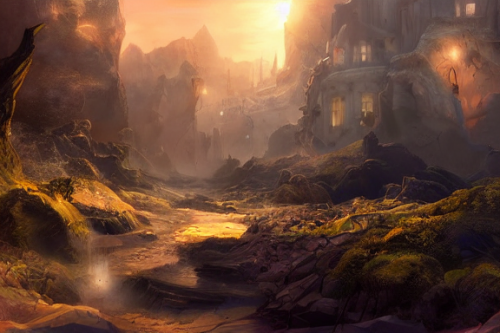 Trending splash art highly detailed bright mood mixed media concept art:0.5 intricate detailed wonderous landscape 4k volumetric lighting dramatic lighting award-winning:0.5 [text logo]