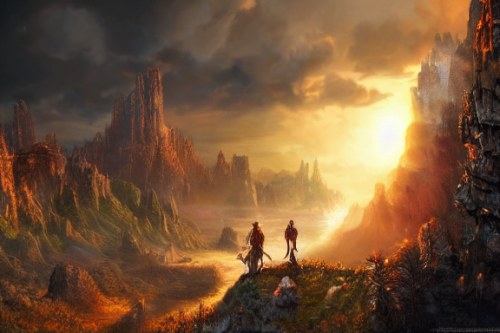 Trending splash art highly detailed bright mood mixed media concept art:0.5 intricate detailed wonderous landscape 4k volumetric lighting dramatic lighting award-winning:0.5 [text logo]