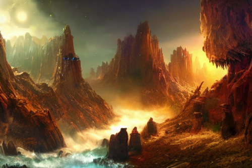 Trending splash art highly detailed bright mood mixed media concept art:0.5 intricate detailed wonderous landscape 4k volumetric lighting dramatic lighting award-winning:0.5 [text logo]