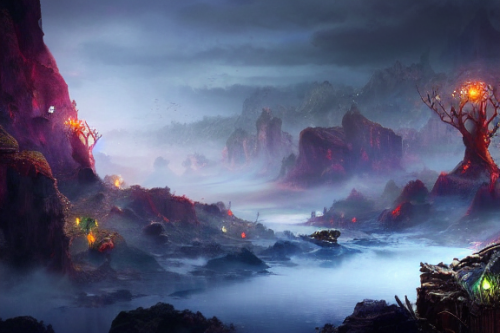 Trending splash art highly detailed bright mood mixed media concept art:0.5 intricate detailed wonderous landscape 4k volumetric lighting dramatic lighting award-winning:0.5 [text logo]