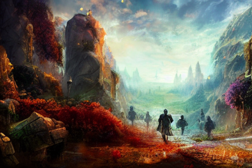 Trending splash art highly detailed bright mood mixed media concept art:0.5 intricate detailed wonderous landscape 4k volumetric lighting dramatic lighting award-winning:0.5 [text logo]