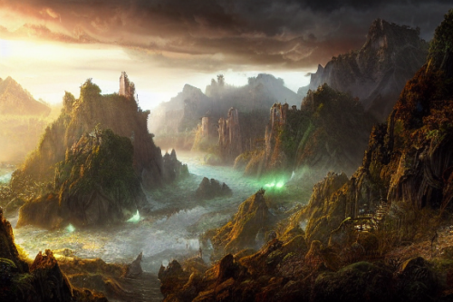 Trending splash art highly detailed bright mood mixed media concept art:0.5 intricate detailed wonderous landscape 4k volumetric lighting dramatic lighting award-winning:0.5 [text logo]