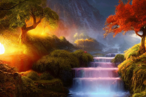 Trending splash art highly detailed bright mood mixed media concept art:0.5 intricate detailed wonderous landscape 4k volumetric lighting dramatic lighting award-winning:0.5 [text logo]