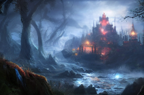 Trending splash art highly detailed bright mood mixed media concept art:0.5 intricate detailed wonderous landscape 4k volumetric lighting dramatic lighting award-winning:0.5 [text logo]