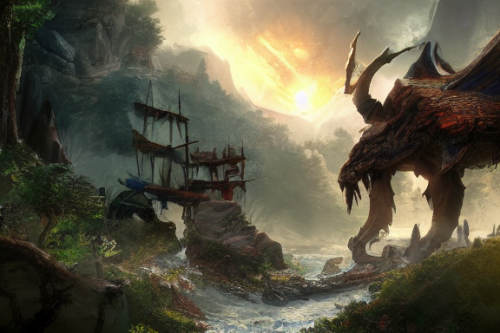 Trending splash art highly detailed bright mood mixed media concept art:0.5 intricate detailed wonderous landscape 4k volumetric lighting dramatic lighting award-winning:0.5 [text logo]