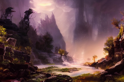 Trending splash art highly detailed bright mood mixed media concept art:0.5 intricate detailed wonderous landscape 4k volumetric lighting dramatic lighting award-winning:0.5 [text logo]