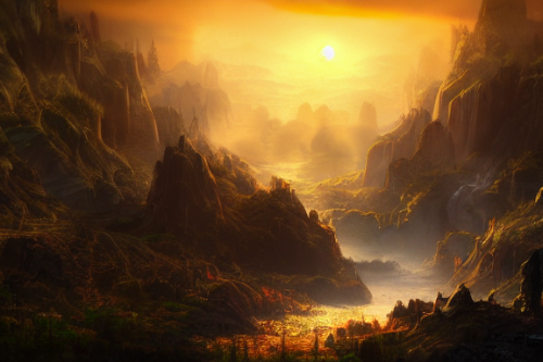 Trending splash art highly detailed bright mood mixed media concept art:0.5 intricate detailed wonderous landscape 4k volumetric lighting dramatic lighting award-winning:0.5 [text logo]