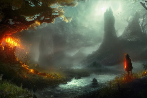 Trending splash art highly detailed bright mood mixed media concept art:0.5 intricate detailed wonderous landscape 4k volumetric lighting dramatic lighting award-winning:0.5 [text logo]