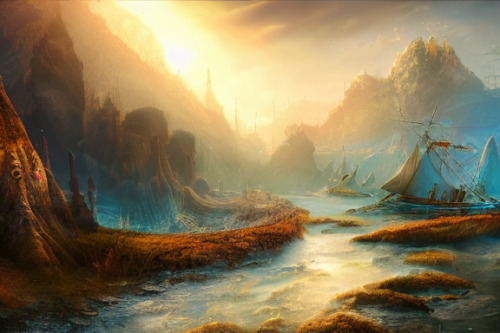 Trending splash art highly detailed bright mood mixed media concept art:0.5 intricate detailed wonderous landscape 4k volumetric lighting dramatic lighting award-winning:0.5 [text logo]