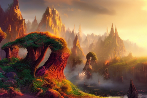 Trending splash art highly detailed bright mood mixed media concept art:0.5 intricate detailed wonderous landscape 4k volumetric lighting dramatic lighting award-winning:0.5 [text logo]