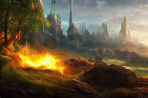 Trending splash art highly detailed bright mood mixed media concept art:0.5 intricate detailed wonderous landscape 4k volumetric lighting dramatic lighting award-winning:0.5 [text logo]