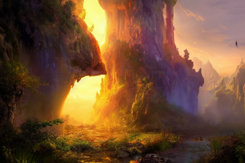 Trending splash art highly detailed bright mood mixed media concept art:0.5 intricate detailed wonderous landscape 4k volumetric lighting dramatic lighting award-winning:0.5 [text logo]