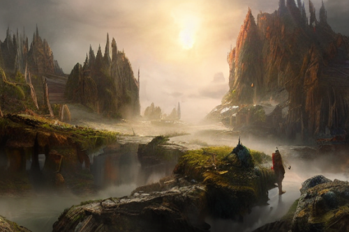 Trending splash art highly detailed bright mood mixed media concept art:0.5 intricate detailed wonderous landscape 4k volumetric lighting dramatic lighting award-winning:0.5 [text logo]