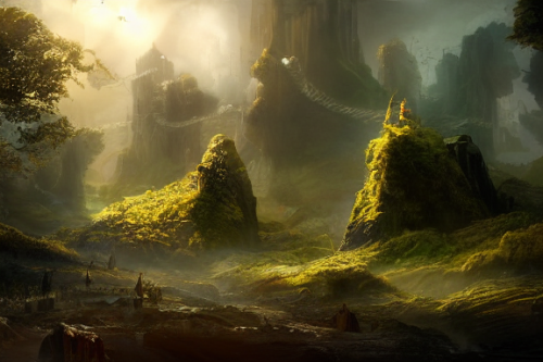 Trending splash art highly detailed bright mood mixed media concept art:0.5 intricate detailed wonderous landscape 4k volumetric lighting dramatic lighting award-winning:0.5 [text logo]